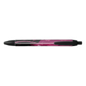 Magenta Floral Pattern Zwarte Inkt Pen (Achterkant)