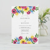 Magenta Floral Romantic Wedding Kaart (Staand voorkant)