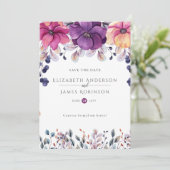 Magenta Floral sparen de Datum Digitaal of Gedrukt Kaart (Staand voorkant)