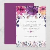 Magenta Floral sparen de Datum Digitaal of Gedrukt Kaart (Voorkant / Achterkant)