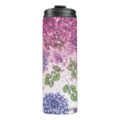 *~* Magenta Floral Succulent Glitter Girly Thermosbeker (Voorkant)