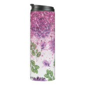 *~* Magenta Floral Succulent Glitter Girly Thermosbeker (Geroteerd rechts)