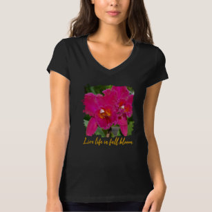 Magenta Floral T-Shirt: "Live Life In Full Bloom" T-shirt