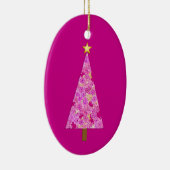 Magenta florale moderne kerstboom keramisch ornament (Rechts)