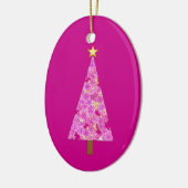 Magenta florale moderne kerstboom keramisch ornament (Links)