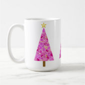 Magenta florale moderne kerstboom koffiemok (Links)