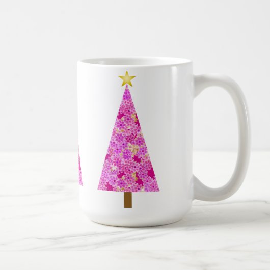 Magenta florale moderne kerstboom koffiemok (Rechts)