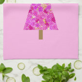 Magenta florale moderne kerstboom theedoek (Gevouwen)