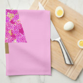 Magenta florale moderne kerstboom theedoek (Quarter Fold)