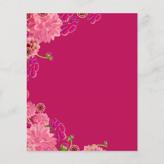 Magenta florale uitnodiging flyer (Achterkant)
