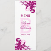Magenta Flourish Menu Kaart (Voorkant)