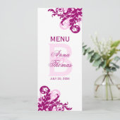 Magenta Flourish Menu Kaart (Staand voorkant)