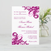 Magenta Flourish Wedding Kaart (Staand voorkant)
