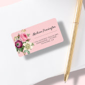 Magenta Flower Return-adreslabel Etiket