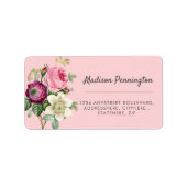 Magenta Flower Return-adreslabel Etiket (Voorkant)