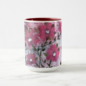 Magenta Flowered Coffee Mok (Midden)