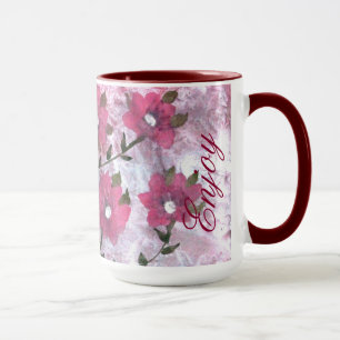 Magenta Flowered Coffee Mok