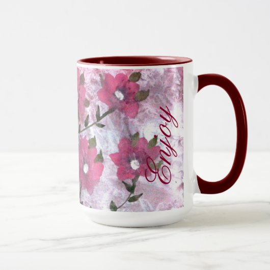 Magenta Flowered Coffee Mok (Rechts)