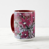 Magenta Flowered Coffee Mok (Voorkant links)
