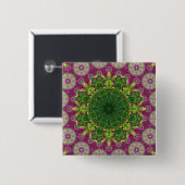 Magenta Flowers Circles Mandala Vierkante Button 5,1 Cm (Voorkant /achterkant)