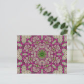 Magenta Flowers Lace Mandala Briefkaart (Staand voorkant)