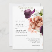 Magenta Flowers Moderne Minimale uitnodiging voor (Voorkant)