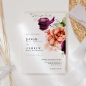 Magenta Flowers Moderne Minimale uitnodiging voor