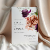 Magenta Flowers Moderne Minimale uitnodiging voor