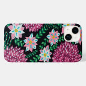Magenta Flowers op zwarte achtergrond Case-Mate iPhone Case (Achterkant (horizontaal))