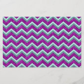 Magenta Folie en Blauwgroen ZigZag Patroon Briefpapier (Voorkant)