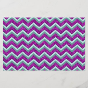 Magenta Folie en Blauwgroen ZigZag Patroon Briefpapier