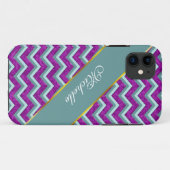 Magenta Folie en Blauwgroen ZigZag Patroon Case-Mate iPhone Case (Achterkant (horizontaal))