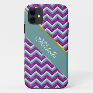 Magenta Folie en Blauwgroen ZigZag Patroon Case-Mate iPhone Case