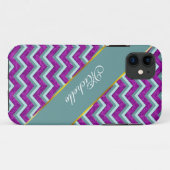 Magenta Folie en Blauwgroen ZigZag Patroon Case-Mate iPhone Case (Achterkant (horizontaal))