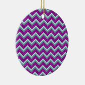 Magenta Folie en Blauwgroen ZigZag Patroon Keramisch Ornament (Rechts)