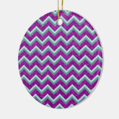 Magenta Folie en Blauwgroen ZigZag Patroon Keramisch Ornament (Links)