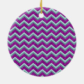 Magenta Folie en Blauwgroen ZigZag Patroon Keramisch Ornament (Achterkant)