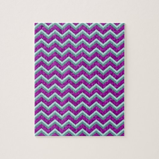 Magenta Folie en Blauwgroen ZigZag Patroon Legpuzzel (Verticaal)