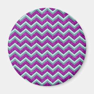 Magenta Folie en Blauwgroen ZigZag Patroon Magneet