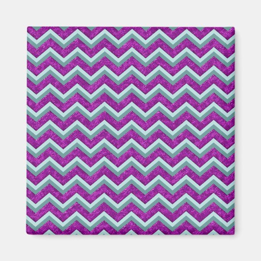 Magenta Folie en Blauwgroen ZigZag Patroon Magneet (Voorkant)