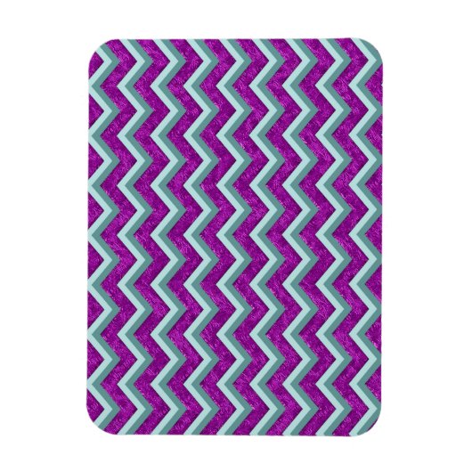 Magenta Folie en Blauwgroen ZigZag Patroon Magneet (Verticaal)