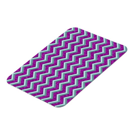 Magenta Folie en Blauwgroen ZigZag Patroon Magneet (Linkerzijde)