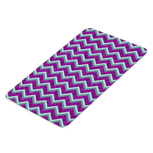 Magenta Folie en Blauwgroen ZigZag Patroon Magneet (Linkerzijde)