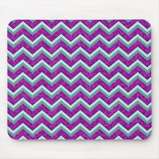 Magenta Folie en Blauwgroen ZigZag Patroon Muismat (Voorkant)