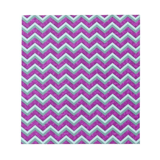 Magenta Folie en Blauwgroen ZigZag Patroon Notitieblok (Voorkant)