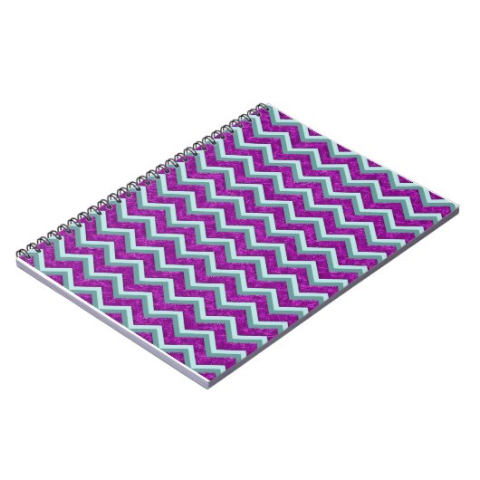 Magenta Folie en Blauwgroen ZigZag Patroon Notitieboek (Linkerzijde)