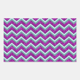 Magenta Folie en Blauwgroen ZigZag Patroon Rechthoekige Sticker