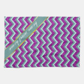 Magenta Folie en Blauwgroen ZigZag Patroon Theedoek (Horizontaal)