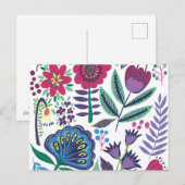 Magenta Folk Art Floral Pattern Feestdagenkaart (Voorkant / Achterkant)