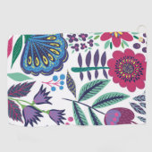 Magenta Folk Art Floral Pattern Golfhanddoek (Horizontaal)